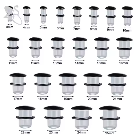 ZS 1 PC 3MM-25MM Colorful Glass Single Flare Ear Plug And Tunnel Ears Stretcher Gauge Clear Flesh Ex