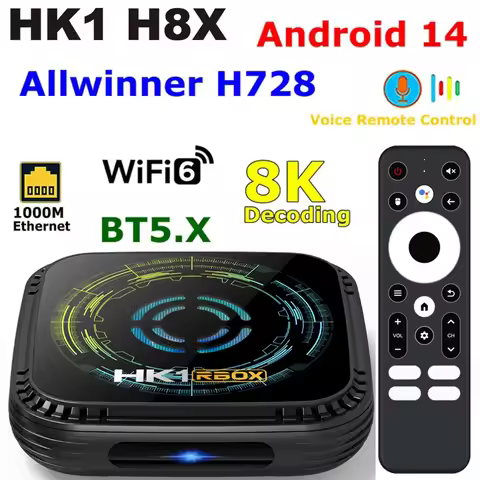 HK1 RBOX H8X Android 14 TV Box Allwinner H728 4G 32G 64G 4K 8K Video Decoding BT5.X Wifi6 1000M LAN 