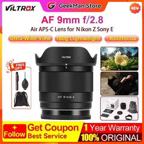 VILTROX AF 9mm F2.8 Air Ultra Wide Angle APS-C Lens for Sony E ZVE10 II A6500 A6700 for Nikon Z moun