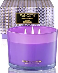 96NORTH Luxury Lavender Soy Candle | Large 3 Wick Jar Candle | Up to 50 Hours Burning Time | 100% Na