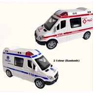 Educational Toys For Kids Urgent Ambulance Police Can Open The Door Inertia Diecast Model Toy Vehicl