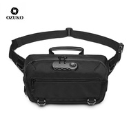 Ozuko Anti-theft Waist Bag Men's Chest Bag Waterproof Shoulder Messenger Bag USB Charging Male