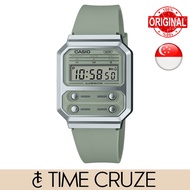 [Time Cruze] Casio A100 Vintage Style Green/Grey Resin Strap Digital Unisex Watch A100WEF-3ADF A100W
