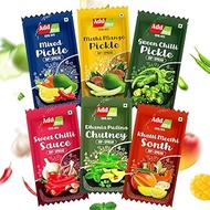 Add me Pickle Pouch Mango, Green Chilli, Mixed Pickles Dhaniya Pudina Chutney, Khatti Meethi Chatni,