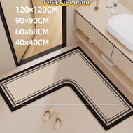 FREEYIO785BH Kitchen Carpet, Luxury Oil-resistant L-Shaped Rug, Nordic Style Water Absorbent Wear-re