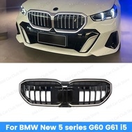 LED Car Front Hood Grille For BMW G60 G61 i5 New 5 Series Style Kidney Grille Front Grill Grid M Spo