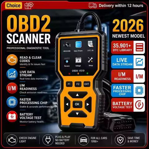 2026 OBD2 Scanner Car Diagnostic Tool New V519&V410 Read Clear Codes Live Data Stream I/M Readiness 