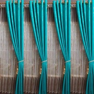 Gorden Polos Jendela Pintu Minimalis Hijau Tosca Motif Batik Bunga Tirai Korden Gordeng Gordyn Horde