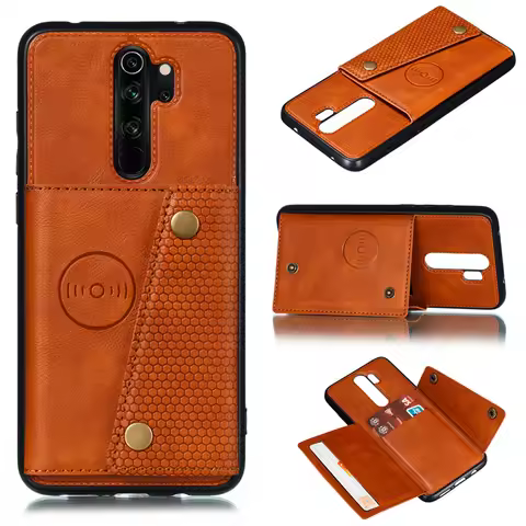 For Xiaomi Redmi Note 8 Pro Case Car Magnetic Card Holder Slots Leather Phone Case For Redmi Note8 N