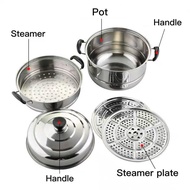 High Quality 3 Layer Steamer Big Stainless Steel Siomai Steamer 3 Layers Multi-function (3 Sizes)