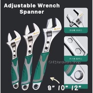 8" 10" 12" ADJUSTABLE WRENCH SPANNER with RUBBER HANDLE Multifunctional spanner
