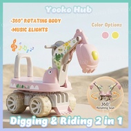 Multifunctional Excavator Truck For Kids Ride On 360 Rotatable Chassis Dinosaur Design Excavator Toy