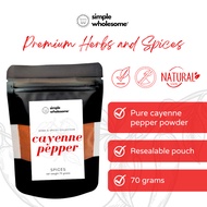 Simple Wholesome Cayenne Pepper Ground Powder Resealable Pouch 70g Spice Seasoning Hot Chili
