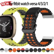 Marine Strap for Fitbit Watch Versa 4/3 Two Tone Silicone Ocean Band for Versa 2/1 Breathable Smartw