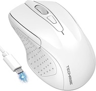 TechRise Bluetooth Mouse (BT5.0/3.0 & 2.4G) Rechargeable Wireless Mouse 2.4GHz with USB A Receiver, 