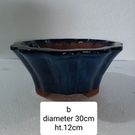 GLAZED BLUE TERACOTA CLAY BONSAI POT CLAY POT