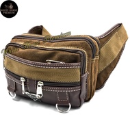 BS L Size Canvas Waist Bag Travel Casual Pouch Bag Chest Bag Crossbody Bag Pouch Bag Kain Besar