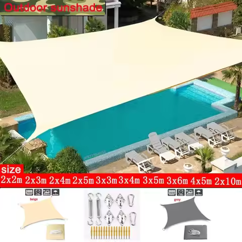 300D Waterproof Outdoor Awning Oxford Cloth Anti-UV Sunscreen Rain Cover for Garden Patio3x3m/3x4m/3