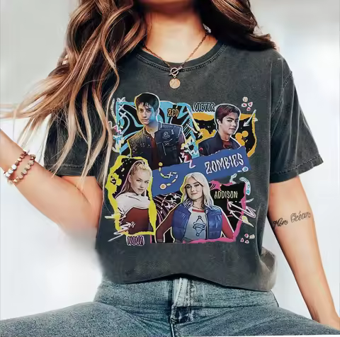MINISO Comfort Colors Descendants Zombies World Tour Shirts Disneyland Zombies 4 Girls T-shirts Epco