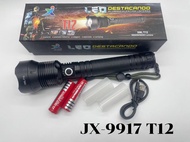 LED ไฟฉายแรงสูง ไฟฉายซูม XML-T12 JX-9917 69000w 90000Lumens 3โหมด สว่างมาก แข็งแรง ทนทาน ชาร์จไฟ USB