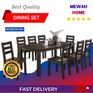 Mewah Home_Funiture_8 Seater Solid Rubber Wood Dining Set_8 Kerusi Set Meja Makan_6人座餐桌套装_Ready Stock + Fast Ship