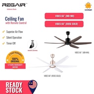 REGAIR Vibes Ceiling Fan DC Motor - Mattblack Mahogany/Rose Gold (66") 66-MBMH/66-RG