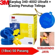 Penutup Telinga 3M 340-4002 Earplug Ultrafit + Casing Penyumbat Kuping Anti Bising 1 Box