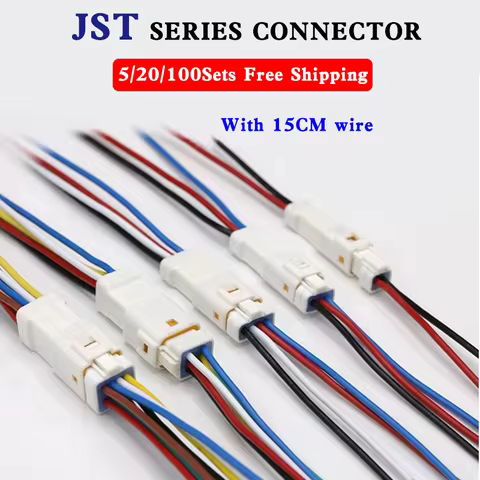JST JWPF Type 2/3/4/6/8 Pin Automotive Micro Male Female Snap Connector Harness With 15cm Wire 02R-J