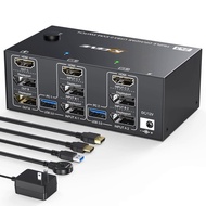 【In stock】Triple Monitors KVM Switch 2 Displayport + HDMI USB 3.0 KVM Switch 8K@60Hz,4K@144Hz,Apply to 3 Monitors 2 Computers KVM Switch 0IN9