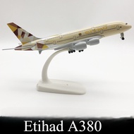 20CM alloy airplane model with landing gear passenger plane Etihad A380 airplane model desktop decor