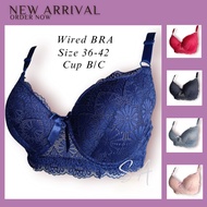 Women Wired Bra D833 Floral Lace Cup B-C Size 36-42 Baju Dalam Wanita Berdawai