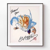 龍珠 Dragon ball Z 孫悟空 鳥山明 簽名 藝術畫連框 大約 40*30 cm 激罕 值得收藏