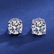 Petchara Jewelry ต่างหูเพชรโมอีส 50 ตังค์ เงินแท้ S925 น้ำ 100-98 D-VVS1 : D3030