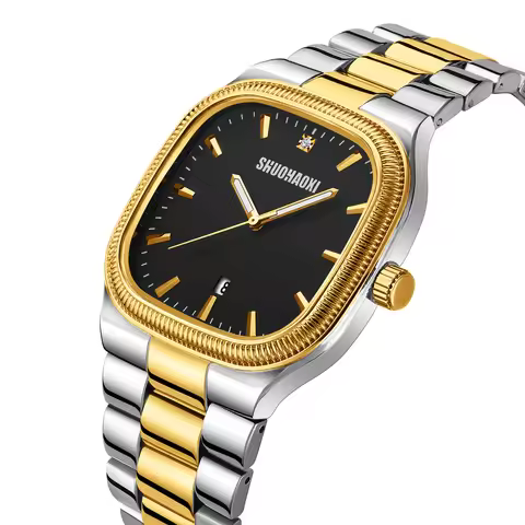 Men's Stainless Steel Quartz Watch 3Atm Waterproof Business Pointer Wristwatch Men's Wristwatch
