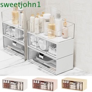 SWEETJOHN Cosmetics Lipstick Storage Rack, Dustproof Plastic Mirror Cabinet Storage Box, Practical Stackable Large Capacity Drawer Type Makeup Storage Box Bathroom