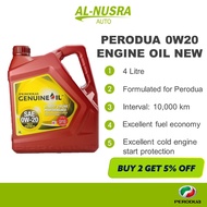 PERODUA 0W20 ENGINE OIL NEW 4L MINYAK HITAM FULLY SYNTHETIC 0W-20 MINYAK ENJIN  (AXIA / BEZZA / MYVI NEW / ARUZ)