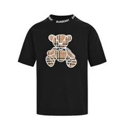 英國Burberry巴寶莉格紋小熊刺繡領口字母短袖T恤 代購