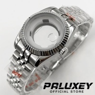 PALUXEY NH05 Silver Ladies 31MM NH05 Fluted Curved Sapphire Glass Case Waterproof Watch Case for Lad