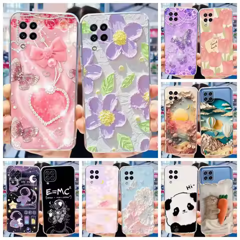 For Samsung Galaxy M32 Case SM-M325F Cover Popular Flower Clear Silicone Soft TPU Funda For Samsung 