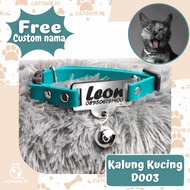 D003-Kalung Kucing Custom Nama Lucu Free Tulis Nama Alamat Cat Collar - 5Kuning, Hitam