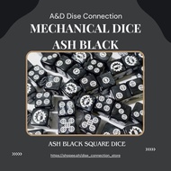 1pc. Mechanical Ash Black Square (16mm) D6 - Dice (sold per piece)