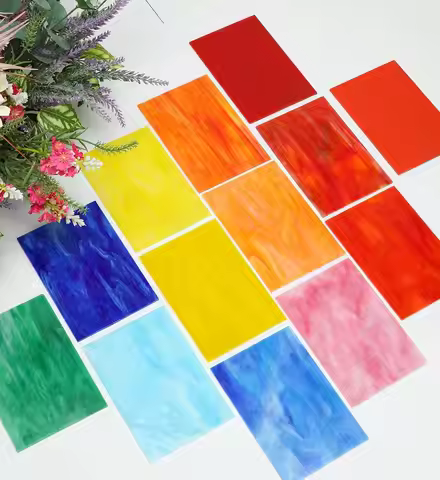 8 Sheets Stained Glass 4x6In Variety Pack - Rainbow Opaque Glass Sheet for DIY Crafts, Mosaic Glass 