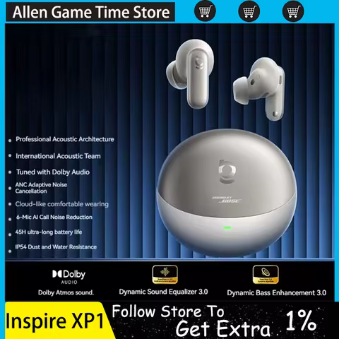 Baseus Inspire XP1 Adaptive ANC Wireless Bluetooth 6.1 Earbuds LDAC Hi-Res Dolby Audio 6 Mic ENC Wir