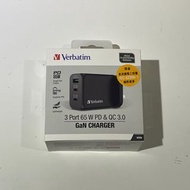 Verbatim 3端口 65W PD 3.0 &amp; QC 3.0 GaN充電器 (66716)