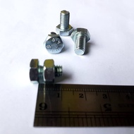 M6X10 (1 CM) WHITE HEXAGON NUT BOLT FULL THREAD BMP M6 X 10 LENGTH 1 CM BODY DIAMETER 6MM WHITE GALV