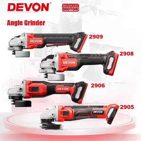 Devon Rechargeable Cordless Angle Grinder Series 2905 20v Brushless Cut Disc 125x22.3mm 9000rpm 4 Sp