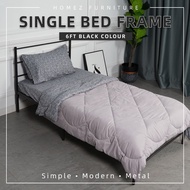 (Self-assembly) Homez Single Bed Frame Powder Coat Metal Metal Bed Frame-FYSB0005
