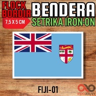 Flag Country EMBROIDERED iron-on Flock Badge Patch - FIJI [01]