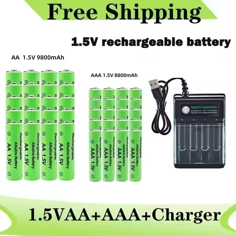Original Rechargeable Battery 1.5V AA 9800mAh+AAA 8800mAh+Charger for Computer Clock Radio Video Gam