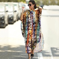 Cover-ups 2022 Kaftan Beach Print SnakeSkin Swimsuit Cover Up Kimono Plage Robe Femme Long Dress Sar